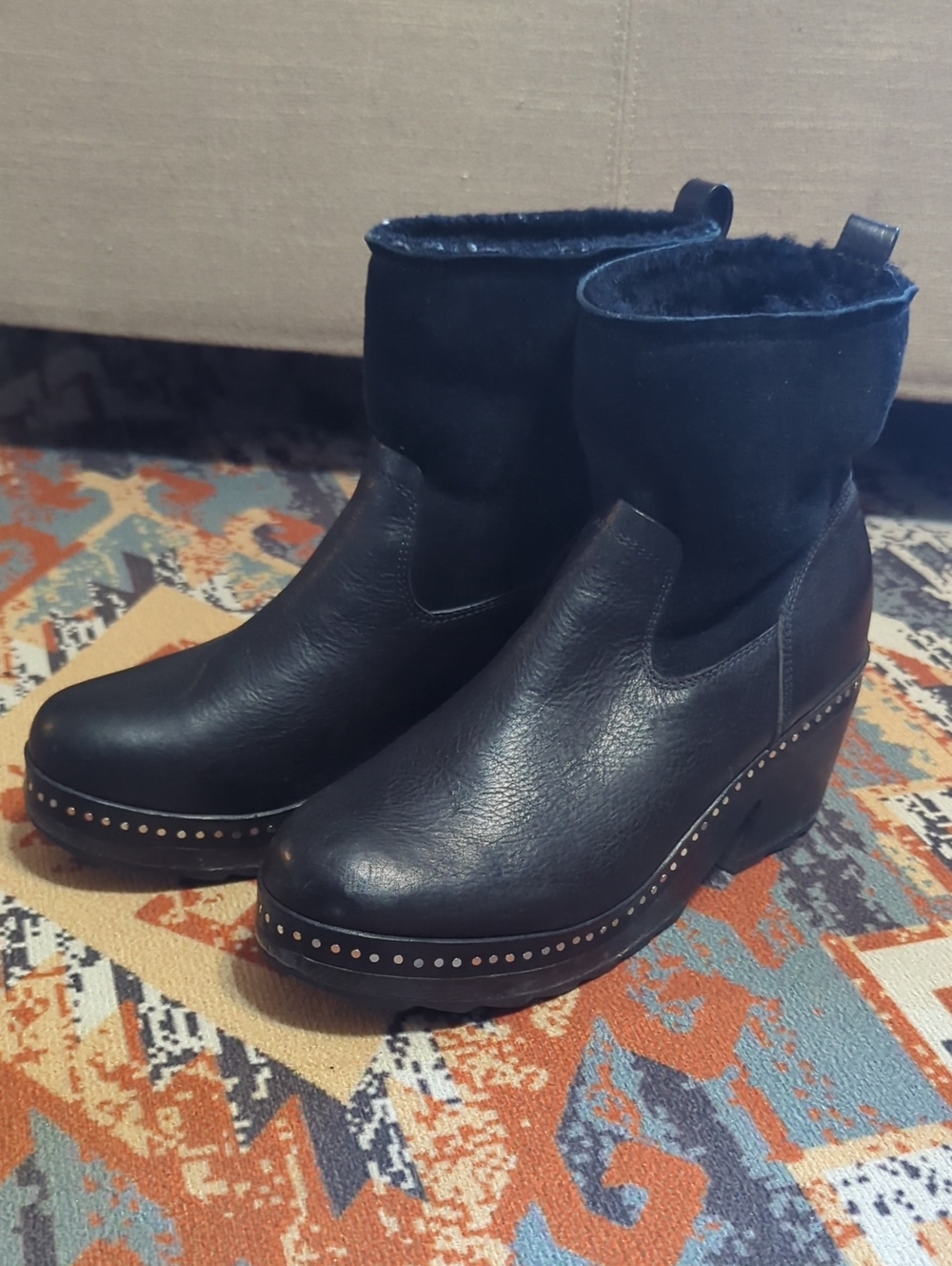 Rag & Bone Nelson Leather & Shearling Clog Booties